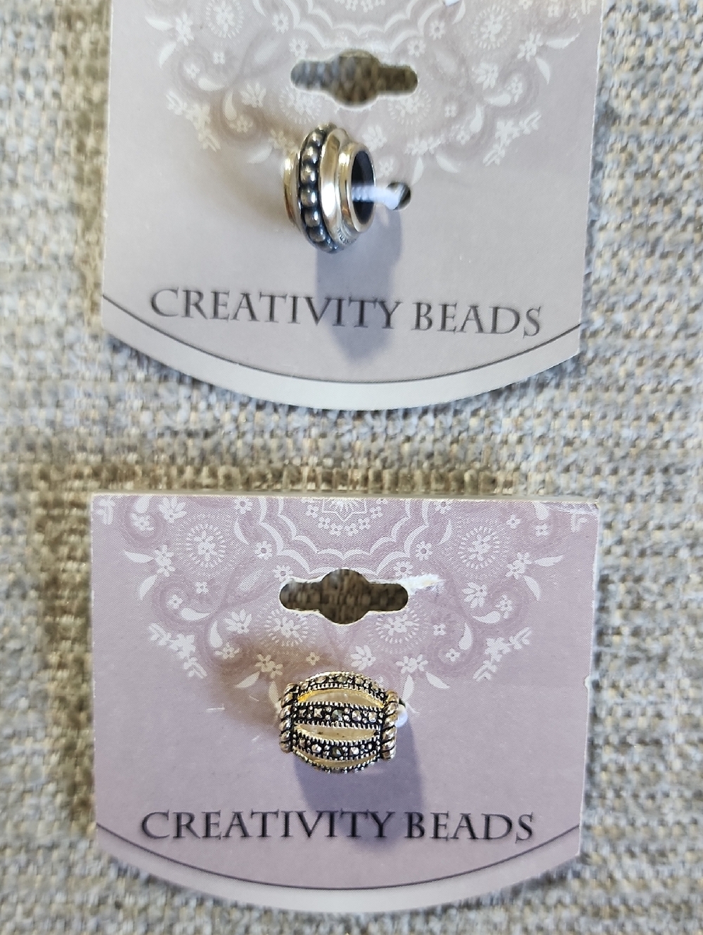 Sterling Silver & Sterling Plated Decorative Spacer Beads - Set of 2